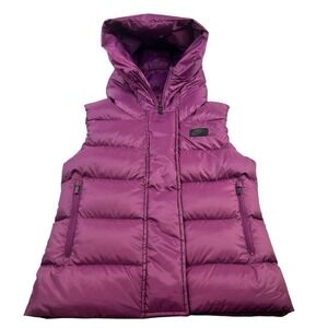 Nike Down Puffer Vest Women's Small 550 Hooded Purple Full Zip Pockets